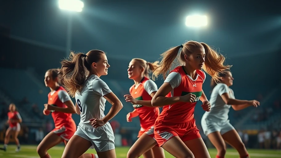 Ảnh cầu thủ nữ thi đấu tại UEFA Women’s Champions League.