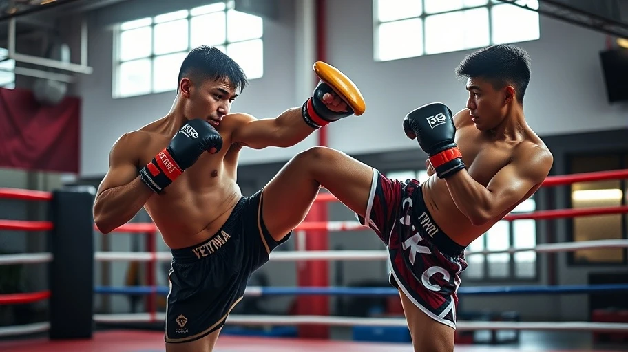 Ảnh võ sĩ MMA tập trung vào cú đá