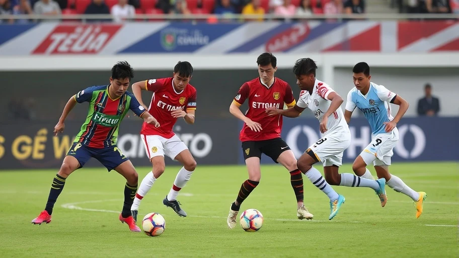 Các cầu thủ Hà Nội FC và Viettel trong trận đấu