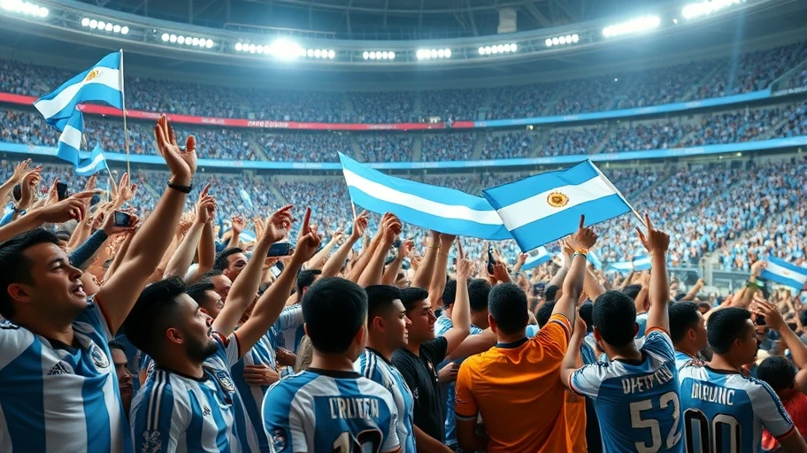 Cổ động viên tại sân vận động bóng đá Argentina.