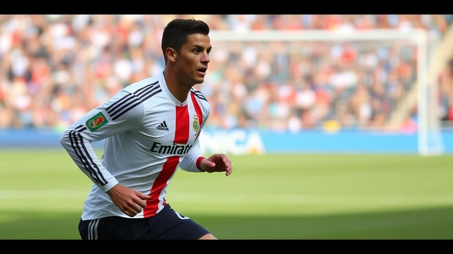 Cristiano Ronaldo đang thi đấu trên sân bóng.