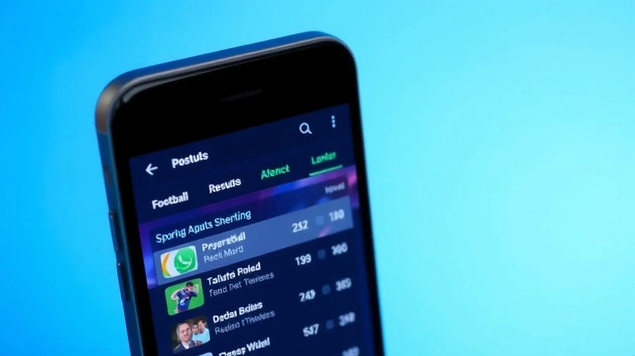 Điện thoại thông minh với ứng dụng bóng đá mở.