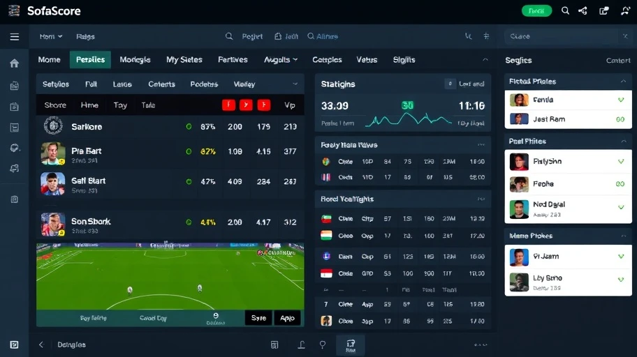 Giao diện SofaScore với thống kê chi tiết và kết quả trực tiếp