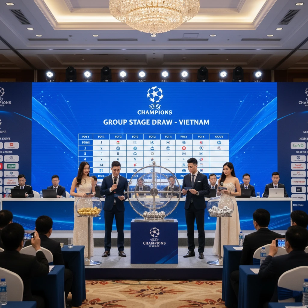Hình ảnh bố cục bốc thăm vòng bảng Champions League