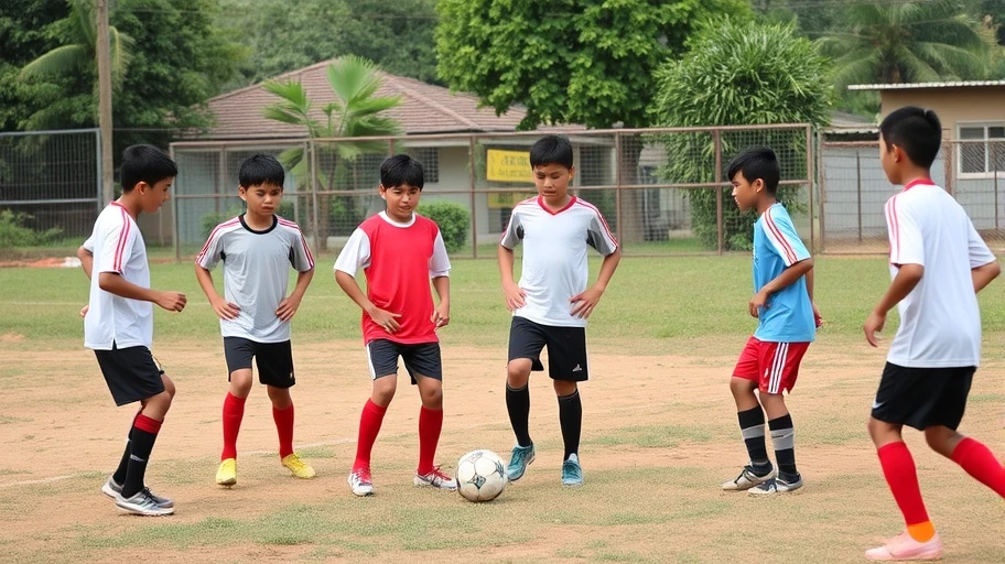 Hình ảnh cầu thủ trẻ vui chơi trên sân