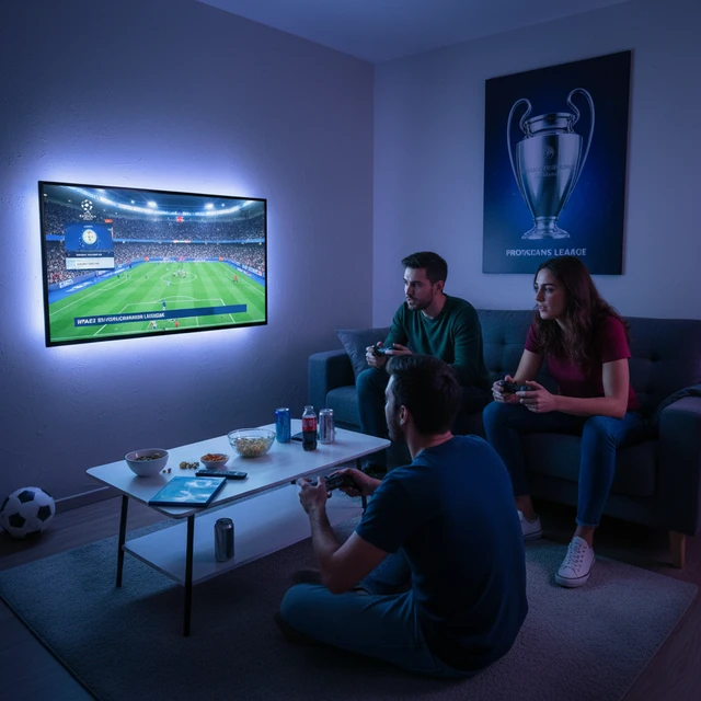 Hình ảnh [game thủ chơi FIFA với chế độ UEFA Champions League].