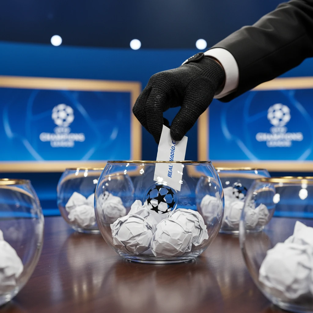 Hình ảnh rút thăm Champions League vòng 8 đội 2025
