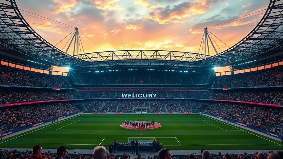 Hình ảnh sân vận động Wembley cho trận chung kết Champions League.