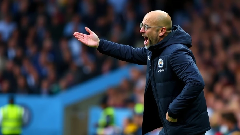 Huấn luyện viên Pep Guardiola chỉ đạo trận đấu.