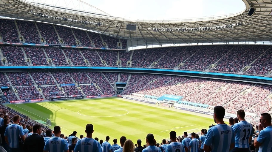 Khán giả Argentina cổ vũ đội tuyển trong sân vận động.