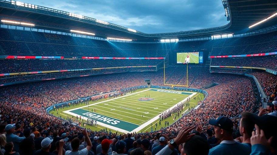 Sân vận động NFL đông đúc với khán giả cổ vũ.