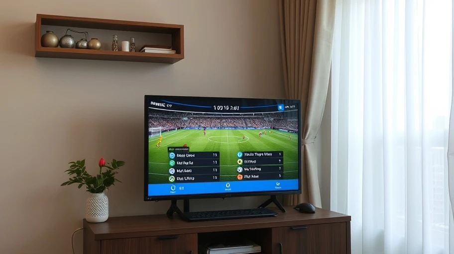 Thiết bị thông minh hiển thị tỷ số bóng đá trực tiếp tại nhà.
